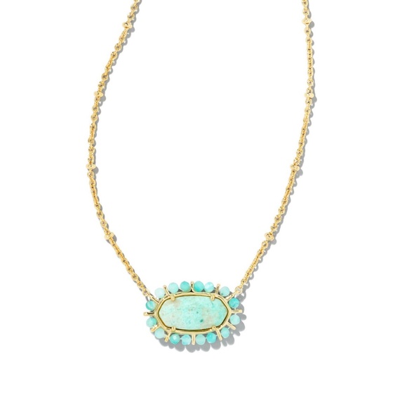 ISO KENDRA SCOTT Beaded Elisa Pendant Gold Necklace - Sea Green Chrysocolla - Picture 1 of 1